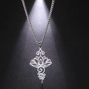 Lotus Unalome Necklace: Stainless Steel Yoga Meditation Pendant - NEW